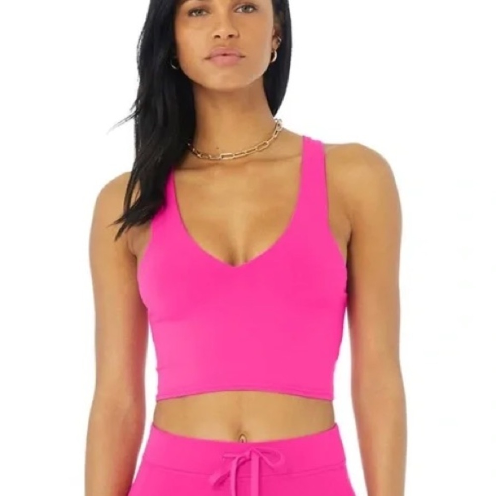 ALO Yoga Real Sports Bra Hot Pink - Picture 2 of 5